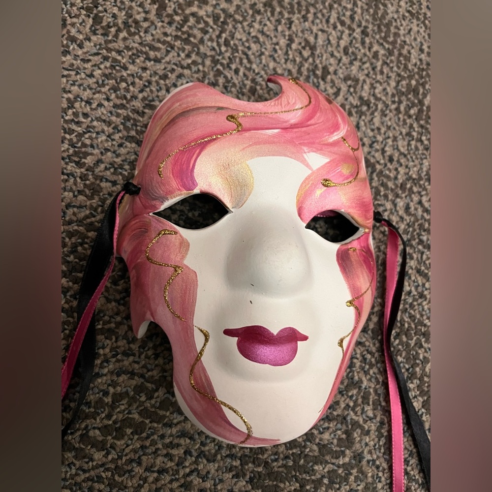 Artistic Pink and White Wall Mask
